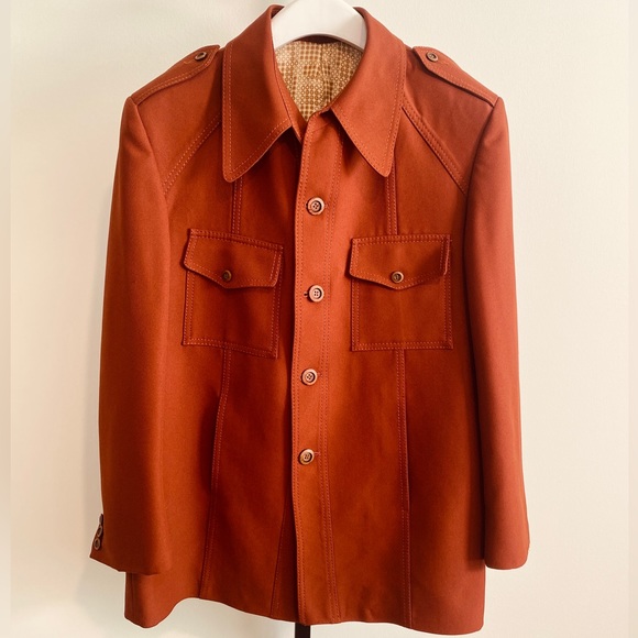 70s Vintage Shacket w/ Contrasting Stitch by Malibu Clothes Beverly Hills Size L - Picture 6 of 12